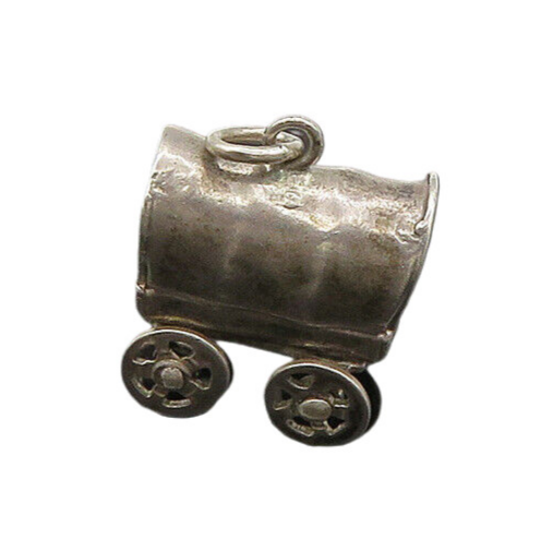 925 Sterling Silver  Vintage Petite Old Fashioned Carriage Pendant  PT17690