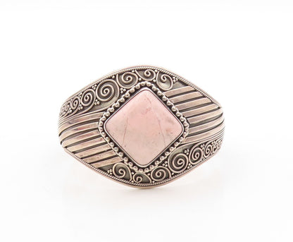 925 Sterling Silver Vintage Bracelet MERAV Dark Tone Carved Gemstone  BT10908