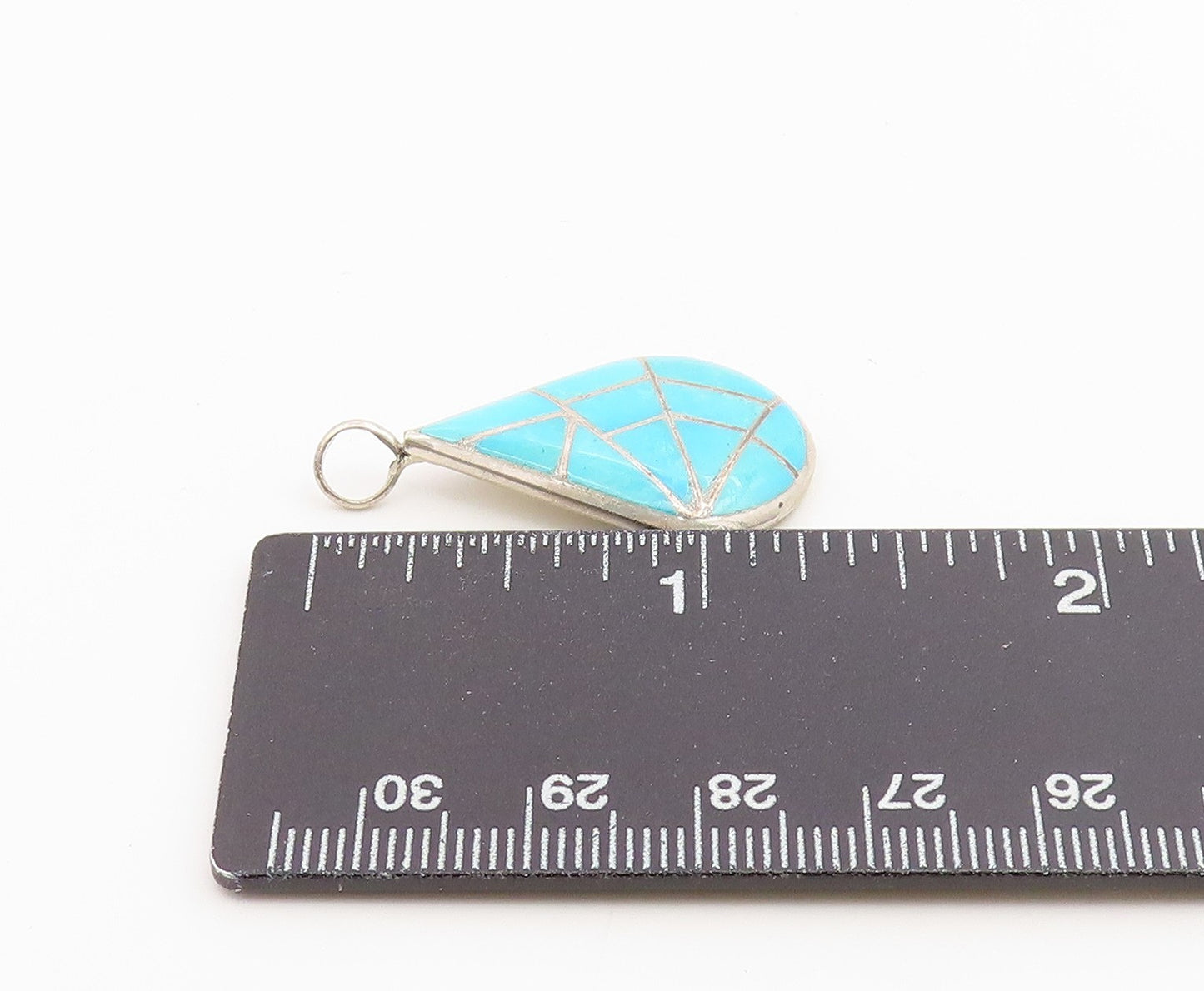 925 Sterling Silver Vintage Pendant NAVAJO ZUNI ML KALLESTEWA Turquoise  PT26493