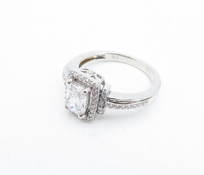 925 Sterling Silver  Cubic Zirconia Solitaire With Accents Ring Sz 7  RG4110