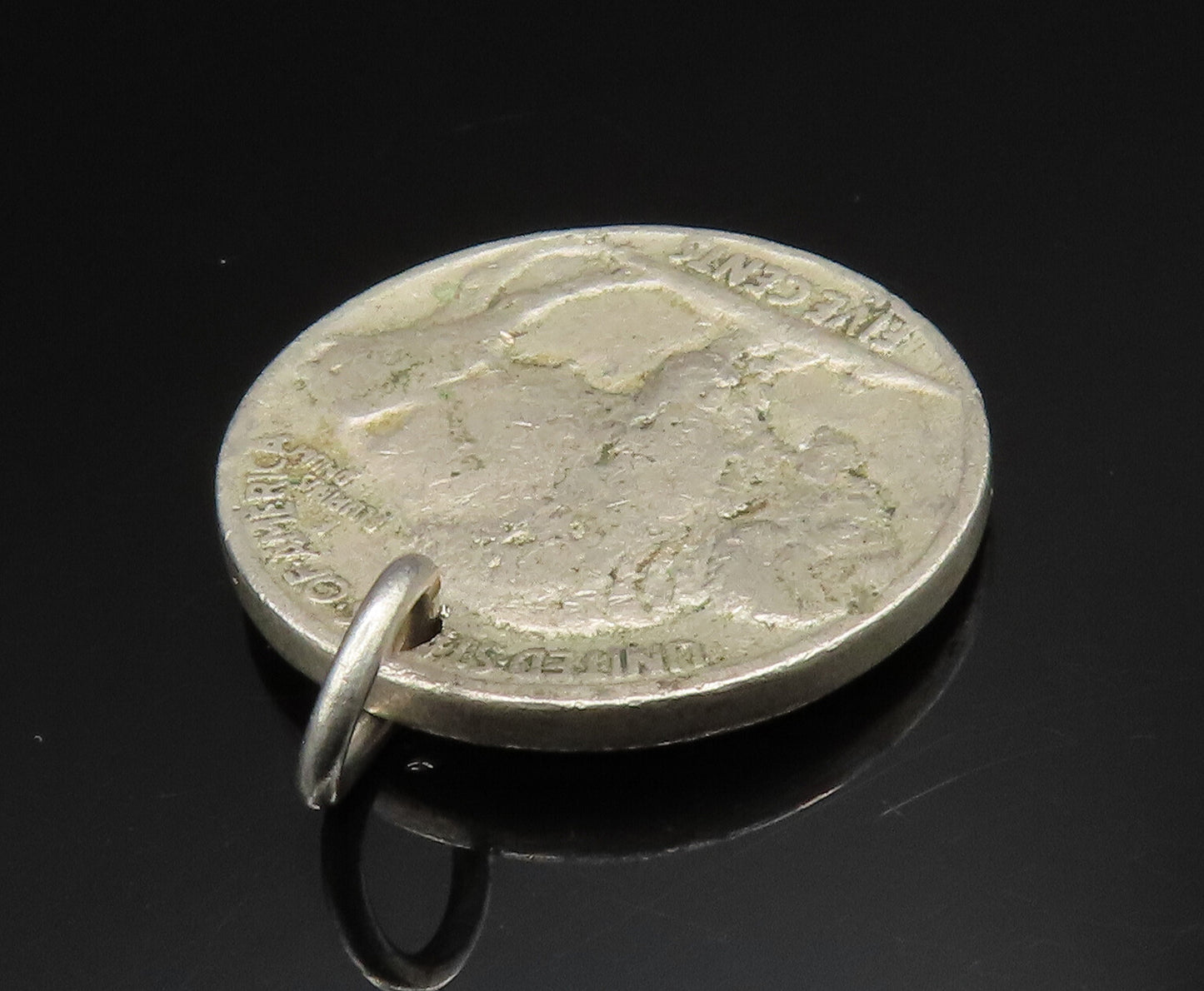 925 Silver   Vintage Indian Head Five Cents Buffalo Coin Pendant  PT20539