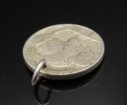 925 Silver   Vintage Indian Head Five Cents Buffalo Coin Pendant  PT20539