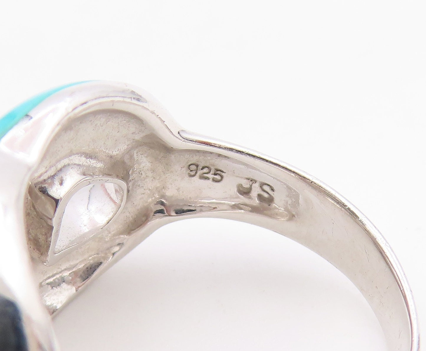 925 Sterling Silver Vintage Ring Chunky Turquoise Infinity Knot  Sz 6  RG36478