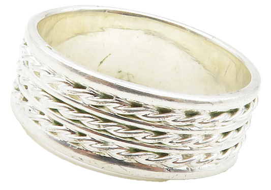 925 Sterling Silver  Shiny Polished Rope Twist Band Ring Sz 9.5  RG15084