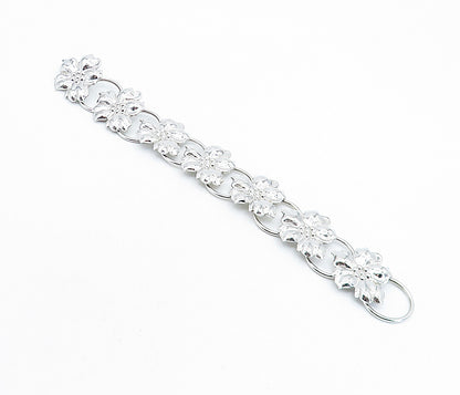GOLDBERG KIRSCHMAN 925 Silver  Vintage Shiny Floral Chain Bracelet  BT3051