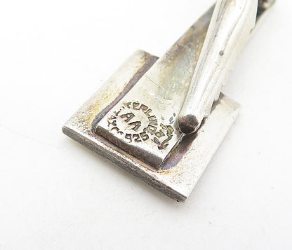 AA MEXICO 925 Silver Vintage Abalone Shell M Initial Square Tie Clip  TR1386