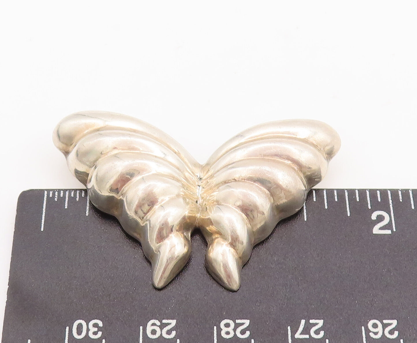 925 Sterling Silver Vintage Brooch Pin TIFFANY Puffed Carved Butterfly  BP11074