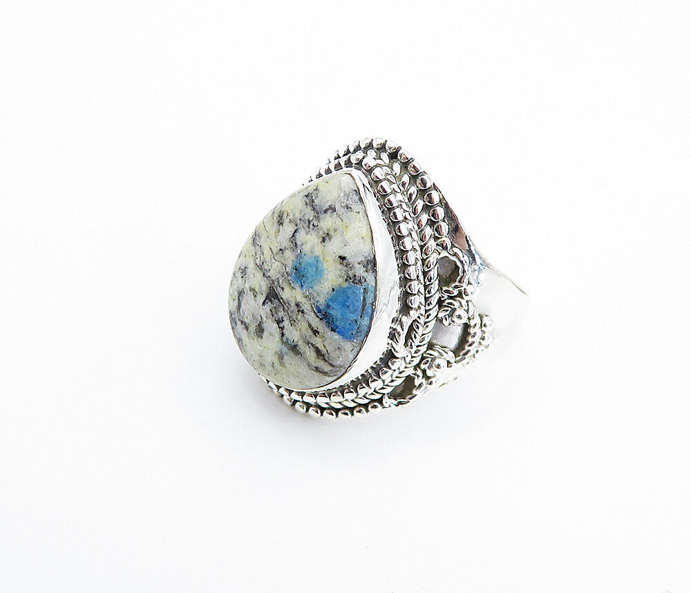 925 Sterling Silver  Cabochon Cut Dendrite Agate Cocktail Ring Sz 8  RG8014