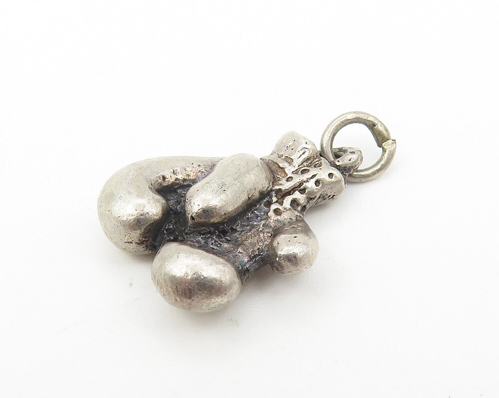 925 Sterling Silver  Vintage Petite Dark Tone Boxing Gloves Pendant  PT9138