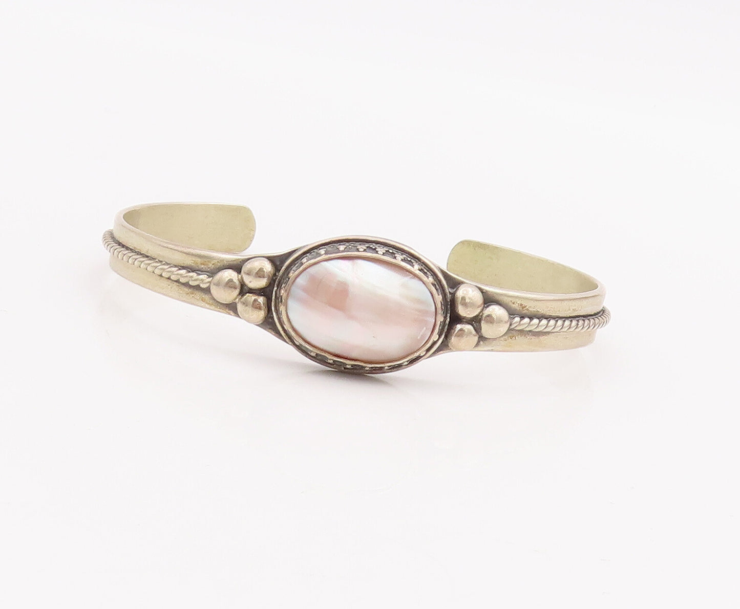 925 Sterling Silver Vintage Bracelet CAROLYN POLLACK Mother Of Pearls   BT10560