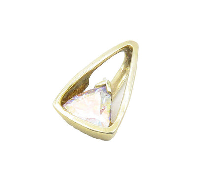 925 Sterling Silver   Vintage Mystic Quartz Gold Plated Shiny Pendant  PT14991