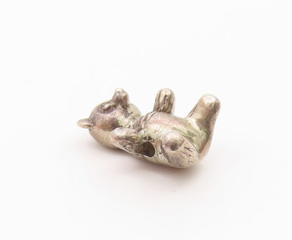 925 Sterling Silver  Vintage Petite Dark Tone Teddy Bear Pendant  PT17874