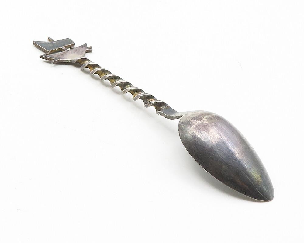 925 Sterling Silver  Vintage Dark Tone Sail Boat Twist Petite Spoon  TR1815