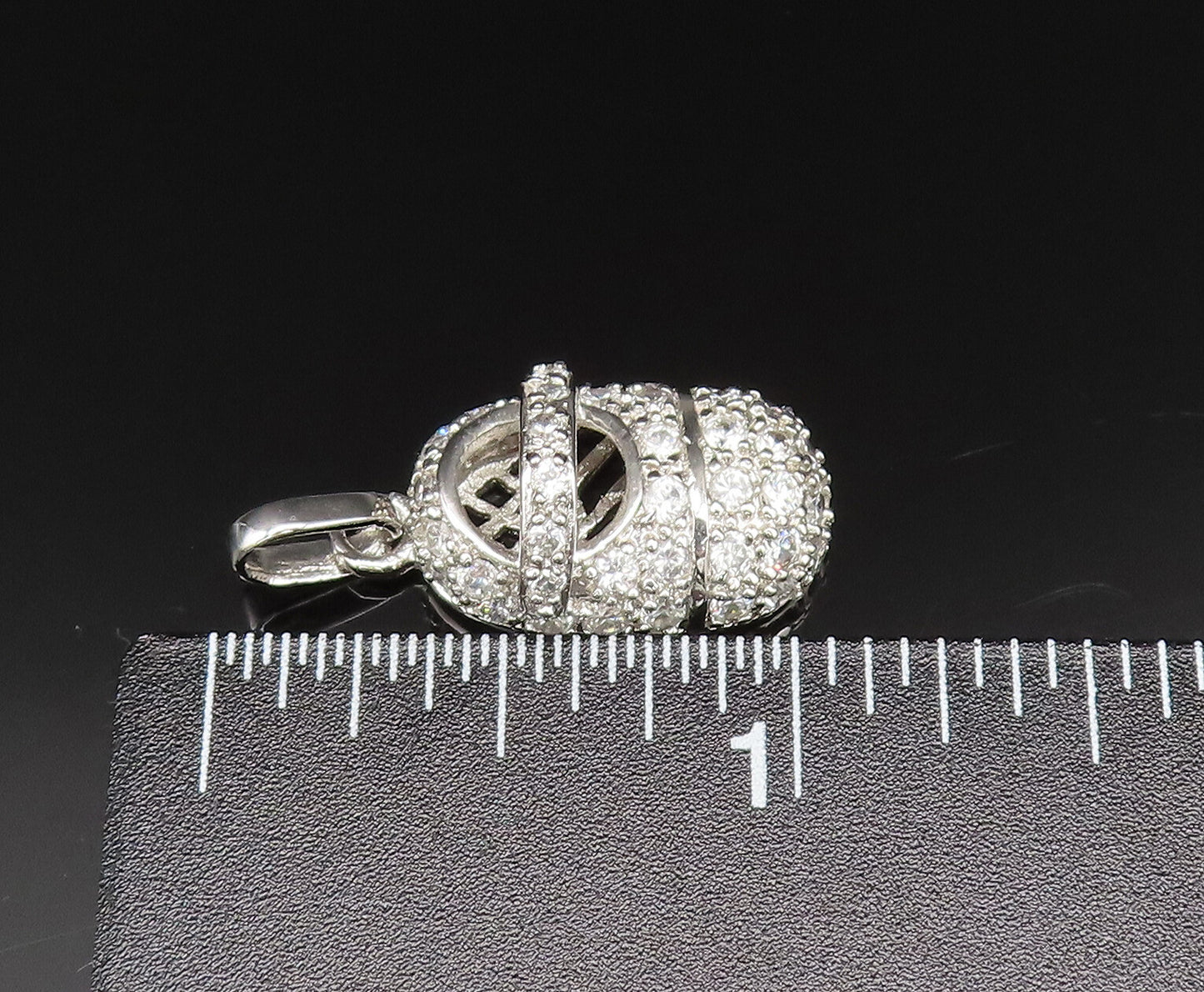 925 Sterling Silver  Vintage Sparkly Cubic Zirconia Shoe Charm Pendant PT20939