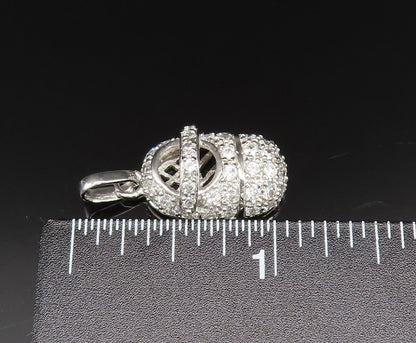 925 Sterling Silver  Vintage Sparkly Cubic Zirconia Shoe Charm Pendant PT20939