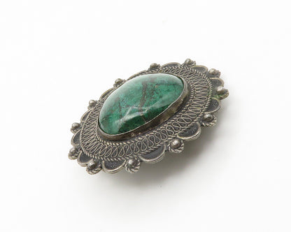 ISRAEL 925 Sterling Silver  Vintage Cabochon Eilat Stone Brooch Pin  BP5747