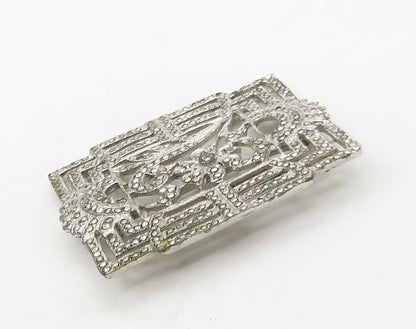 925 Sterling Silver  Vintage Sparkling Blooming Flower Brooch Pin  BP6320