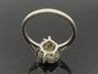 925 Silver  Vintage Sapphire & Cubic Zirconia Floral Ring Sz 8.5  RG24200