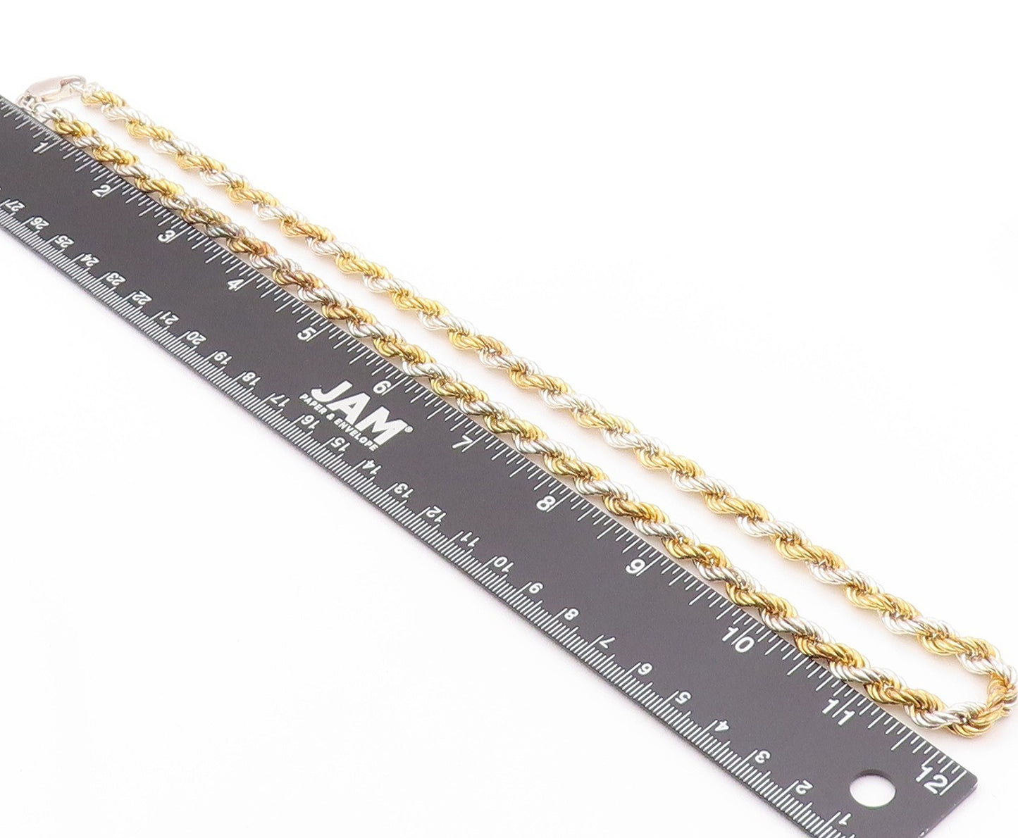 925 Sterling Silver Vintage Necklace Gold Plated Interwind Twisted Rope  NE4548