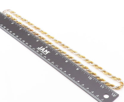 925 Sterling Silver Vintage Necklace Gold Plated Interwind Twisted Rope  NE4548