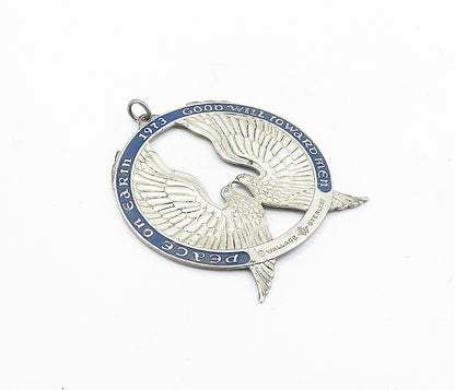 WALLACE 925 Sterling Silver Vintage Peace On Earth Doves Pendant  PT3400