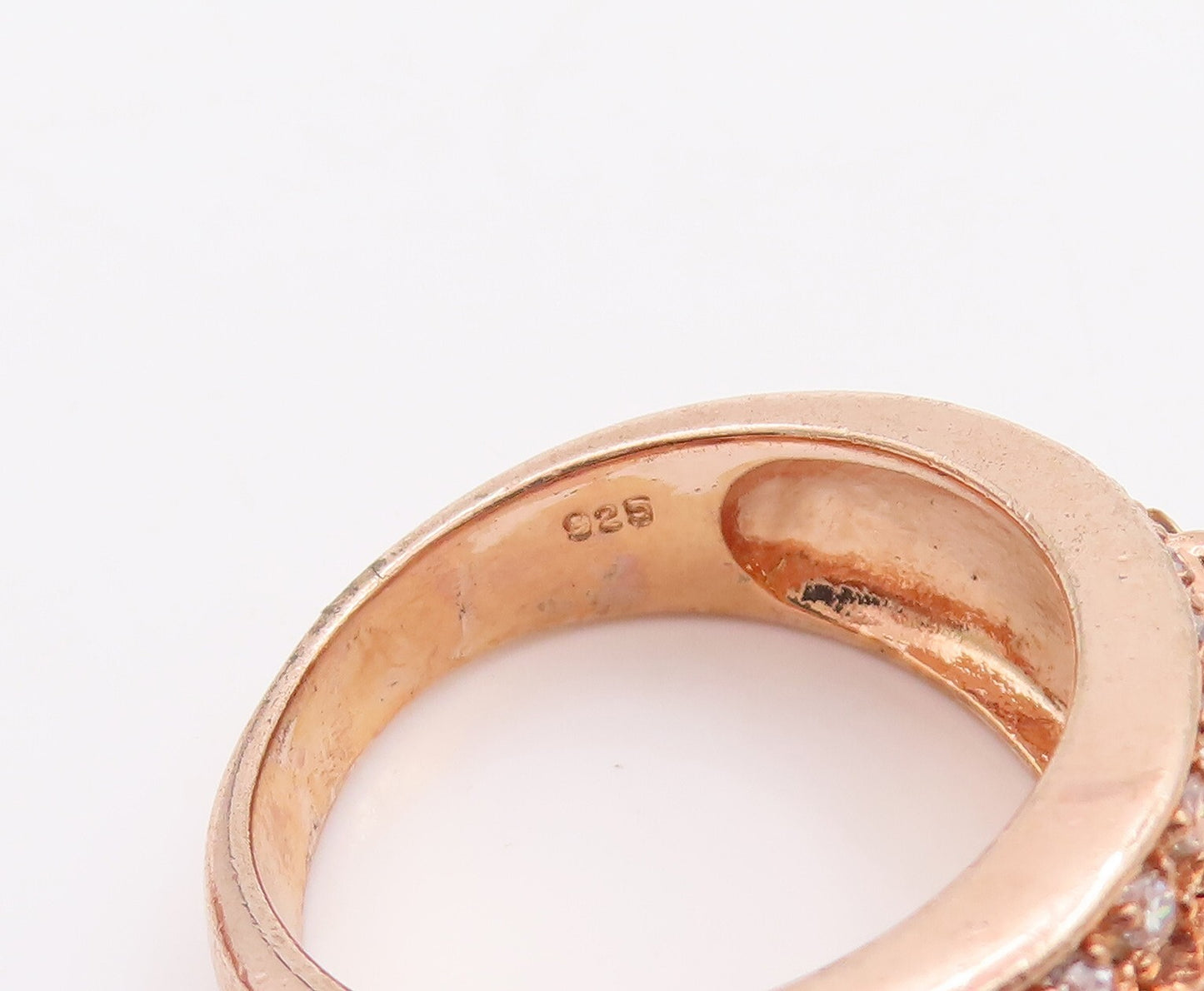 925 Sterling Silver Vintage Ring Rose Gold Plated Citrine & CZ  Sz 7  RG29120