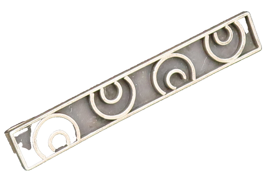 PA MEXICO 925 Sterling Silver Vintage Carved Half Spirals Tie Clip TR3377