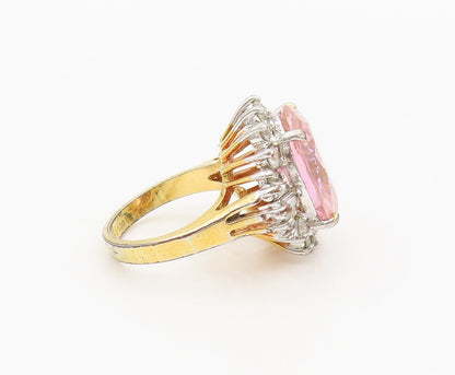 EDCO 925 Silver  Vintage Pink White CZ Elegant Sparkling Ring Sz 8.75  RG26805
