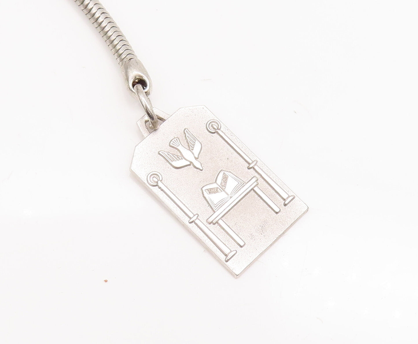 925 Sterling Silver Vintage Key Chain Solid Religious Carved  TR3766