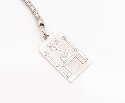 925 Sterling Silver Vintage Key Chain Solid Religious Carved  TR3766
