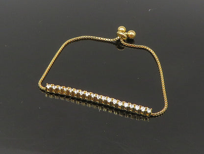 Gold Over 925 Silver  Cubic Zirconia Adjustable Child Box Chain Bracelet BT1099