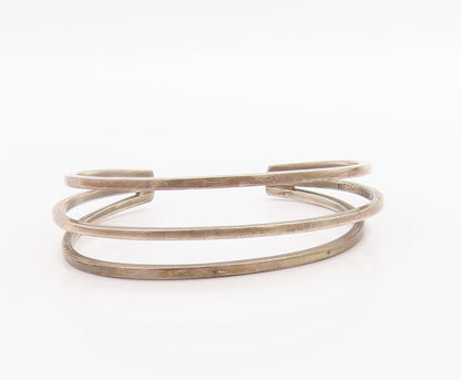 925 Sterling Silver Vintage Bracelet MEXICO Minimalist Triple Layered  BT11361
