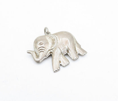 925 Sterling Silver - Vintage Hollow Dark Tone Elephant Motif Pendant - PT2512