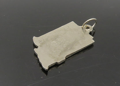 925 Sterling Silver  Vintage Enamel Indiana State Map Pendant  PT18869