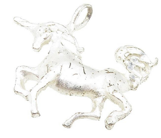 925 Sterling Silver  Vintage Shiny Diamond Cut Detail Unicorn Pendant  PT8953