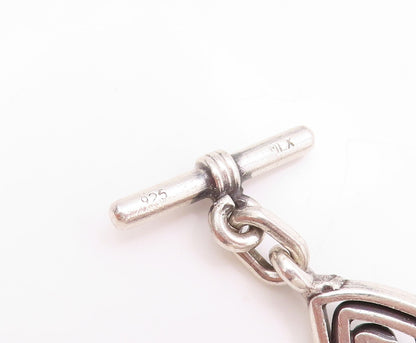 925 Sterling Silver Vintage Bracelet Spiral Square & Triangle Maze Cut  BT11119