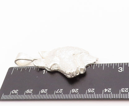 925 Sterling Silver Vintage Pendant Solid Carved Wolf Face  PT24026