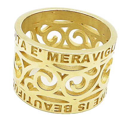 925 Sterling Silver   Shiny Gold Plated Open Swirl Band Ring Sz 10.5  RG9164