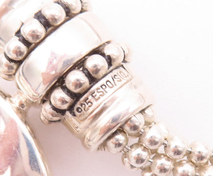 925 Sterling Silver Vintage Necklace ESPO SIG Beaded Chain Pink Gemstone  NE4235