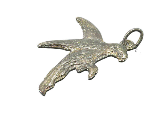 925 Sterling Silver  Vintage Dark Tone Flying Bird Motif Drop Pendant  PT9373