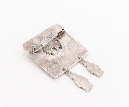 925 Sterling Silver Vintage Brooch Pin Antique Camel & Dangling Men  BP11094