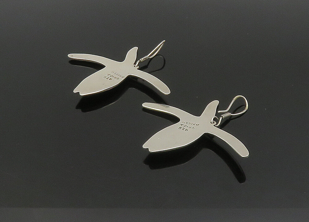 MEXICO 925 Silver  Vintage Black Onyx Starfish Motif Dangle Earrings  EG11204