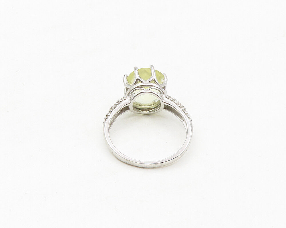 925 Sterling Silver  Prong Set Topaz Solitaire With Accents Ring Sz 7  RG17350