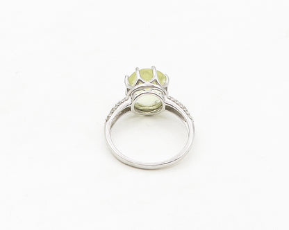925 Sterling Silver  Prong Set Topaz Solitaire With Accents Ring Sz 7  RG17350