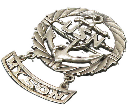 925 Sterling Silver  Vintage United States Navy My Son Brooch Pin  BP9281