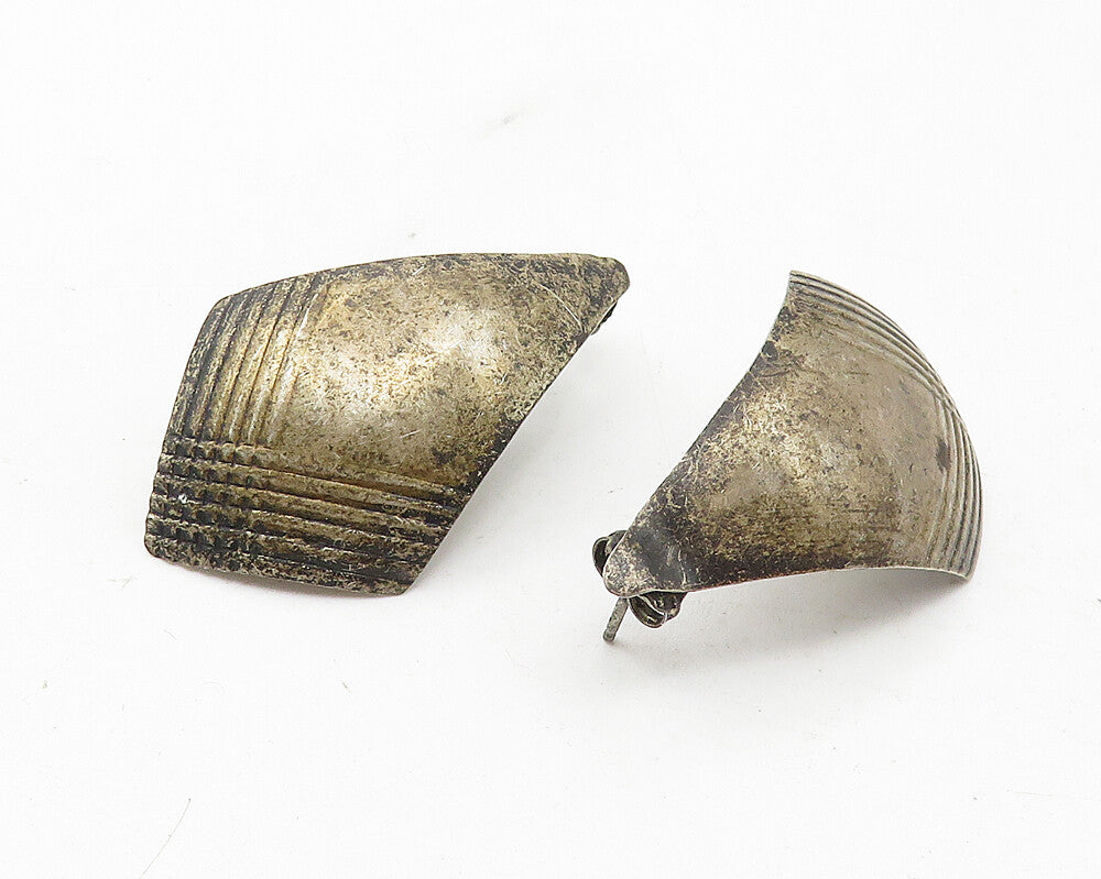 925 Sterling Silver  Vintage Dark Tone Etched Detail Drop Earrings  EG6289