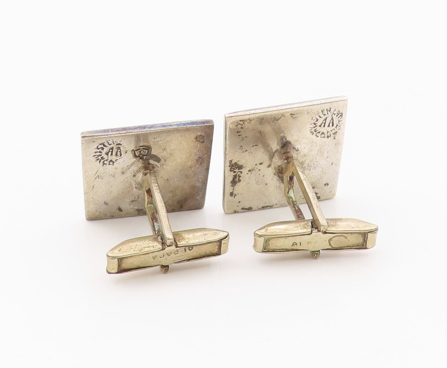 MEXICO 925 Sterling Silver  Vintage Carved Initial C Square Cufflinks  TR3373