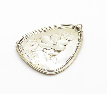 TOWLE 925 Sterling Silver  Vintage Shiny Floral Hens Motif Pendant  PT12585