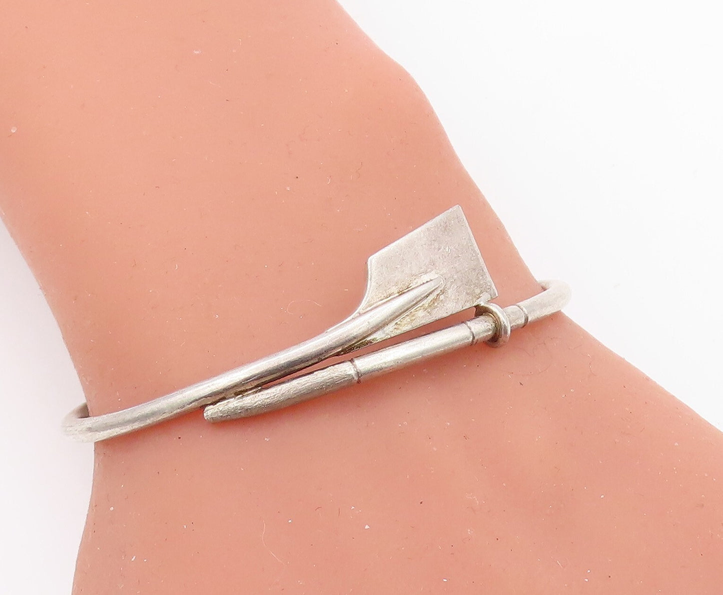 925 Sterling Silver Vintage Bracelet Solid Gardening Tool Cutout Cuff  BT10786