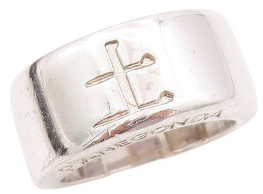 925 Sterling Silver Vintage Ring PIANEGONDA Carved Wide Band Sz 7  RG33083